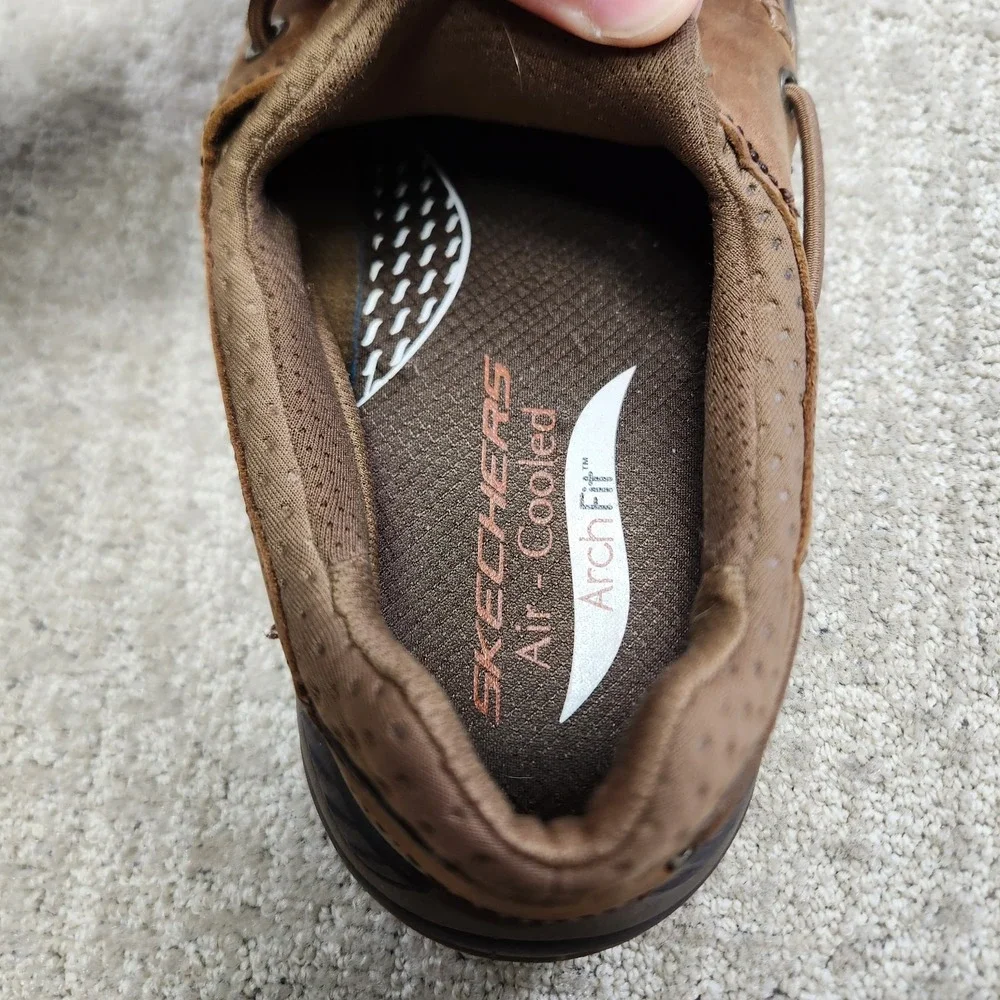 Skechers Arch Fit Motley Shoes Men's 7.5 Desert Brown Leather Hosco Boat 204179